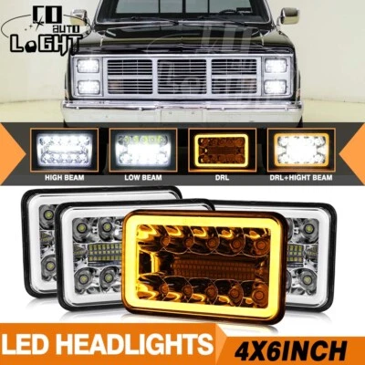 4X 4x6" Led Headlights For GMC C1500 2500 3500 K1500 K2500 K3500 1982-1986 Truck - Image 1 of 4