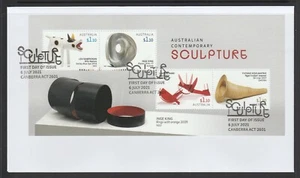 AUSTRALIA 2021 - Aussie CONTEMPORARY SCULPTURE Minisheet ,block on FDC - ART - Picture 1 of 1