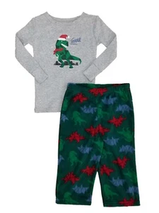 Infant Boys 2-Piece T-Rex Dinosaur Holiday Sleepwear Long Sleeve Pajama Set - Picture 1 of 1
