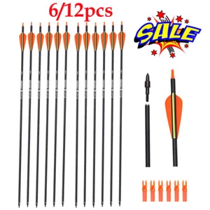 6/12Pcs 26/28" Carbon Arrows Hunting Arrows for Compoundbow Recurvebow Outdoor - Picture 1 of 9