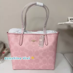 NWT COACH City Tote Bag In Signature Canvas CAL49 Powder Pink - Picture 1 of 11