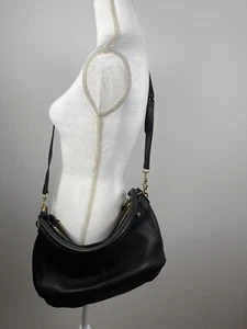 J Crew Black Pebbled Leather Biennial Shoulder Crossbody Classic Hobo Bag - Picture 1 of 12