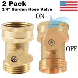 2 Packs 3/4" Brass Garden Hose Shut Off Valve Water Pipe Faucet Connector Handy - Picture 1 of 7
