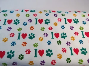 Snuggle Flannel Fabric - I Love Paw Prints - 2 Yards - D-350-Z - Picture 1 of 4