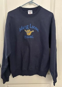 EUC VTG Hang Loose Sweatshirt Men’s Small Hawaii Embroidered Blue Sweatshirt - Picture 1 of 11
