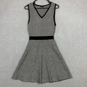 Portmans Dress Womens Small Black White Houndstooth Fit & Flare Knit Career - Picture 1 of 8