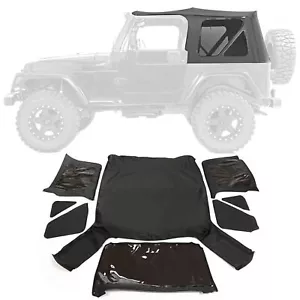 Black replacement Soft Top Tinted Windows FOR Jeep Wrangler TJ 1997-2006 - Picture 1 of 13