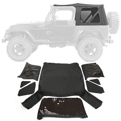 Black replacement Soft Top Tinted Windows FOR Jeep Wrangler TJ 1997-2006 - Image 1 of 4