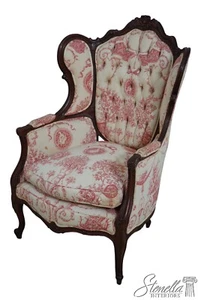 65991EC: French Louis XV Carved Frame Wing Back Upholstered Chair - Picture 1 of 21