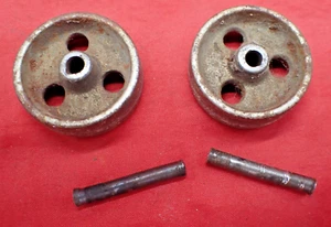2Antique WHITE  1/2" X 1 5/16" Treadle Sewing Machine 3 Hole Caster Wheel w/ Pin - Picture 1 of 8
