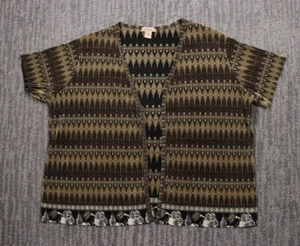 Cárdigan vintage plisado para mujer XL geométrico frente abierto elegante abuela años 90 - Imagen 1 de 7