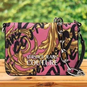 Versace Jeans Couture Cardholder Crossbody Bag Zip Around Wallet Chain Strap NEW - Picture 1 of 11