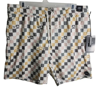 RVCA Barnes Elastic Short 17" Checkerboard Swim Trunks Boardshorts Mens Size L - Image 1 of 4
