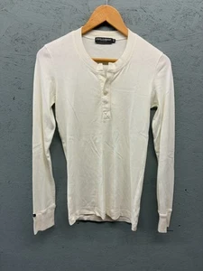 Dolce & Gabbana Mens Henley Shirt Size 48 Ivory Long Sleeve Cotton Made in Italy - Picture 1 of 9