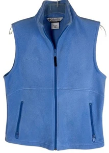 Columbia Vest Jacket M Blue Fleece Full Zip Front Zip Pockets Hiking - Picture 1 of 4