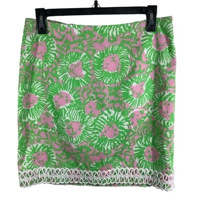 Falda Lilly Pulitzer Mujer Vintage Sunnyside León Borde de Encaje 100% Algodón Talla 4 Foto 1 de 4