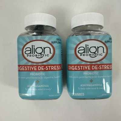 (2) ALIGN Probiotic DIGESTIVE DE STRESS Ashwagandha 50 Gummies - EXP. 01/26 - Image 1 of 3