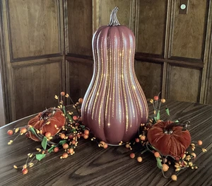 13" Illuminated Starry Night Glass Gourd by Valerie RUSSET Fall Home Decor FR SH - Picture 1 of 8