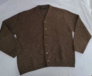 Vtg 50s 60s Columbia Knit Thunderbird Cardigan Sweater Wool Med Brown Buttons - Picture 1 of 8