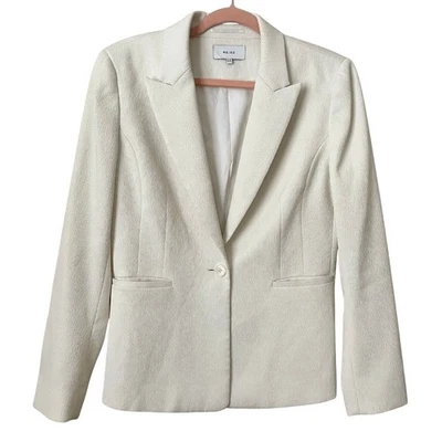 Reiss Blazer Womens Size 10 Cream Textured Knit Quiet Luxury Minimaist Preppy - Image 1 of 4