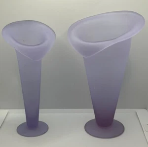 Purple Lilac Satin JIP Neodymium Alexandrite Glass Vase Pair Jack In The Pulpit - Bild 1 von 14