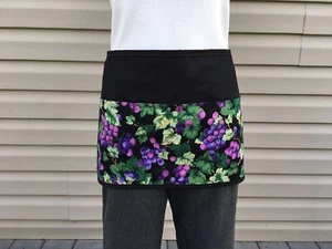 Black Wine Grapes server waitress waist apron 3 pocket  restaurant Classyaprons - Picture 1 of 3