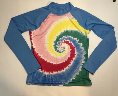 LANDS' END Niñas XL 14-16 Erupciones Protector Camisa de Natación Manga Larga Tie Dye, Forrada Frontal Foto 1 de 4