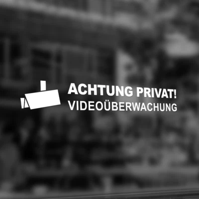 DREIACHTEINS MEDIA Aufkleber Folie "Achtung Privat - Videoüberwacht" Auge Sicherheit Objektschutz