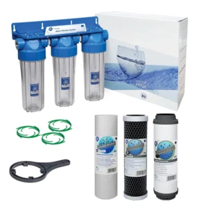 Kit Filtro Purificador y Declorador Agua 3 Etapas 10" Puertos 1/2" - Imagen 1 de 1
