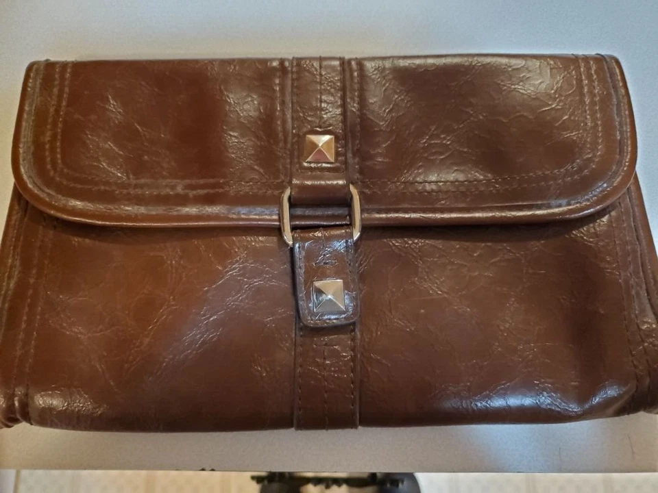 Nine & Co Chocolate Brown Faux Leather Clutch - Image 1 of 4