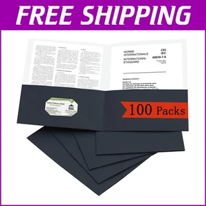 Organize with 100 Pack Black Two Pocket Folders - Perfect for School & Business - Picture 1 of 9