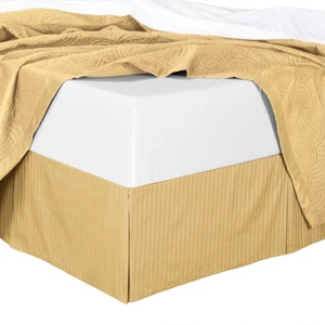 Stripe Cotton Bed-skirt Split Corner 300 Thread Count Bed Skirt With 15" Drop - Picture 1 of 15