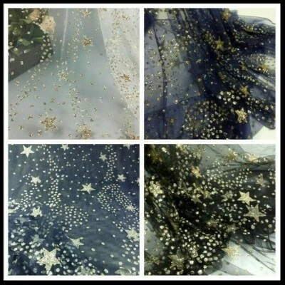 Glitzer Sterne Pailletten Netz Tüll Stoff Glänzend Sparkle DIY Tutu Rock Wedding - Bild 1 von 4