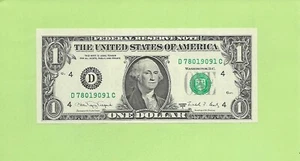 1988A ..UNCIRC $1 D 7801 9091 C .... 1988A $1 D-C NICE NOTE FRN - Picture 1 of 2