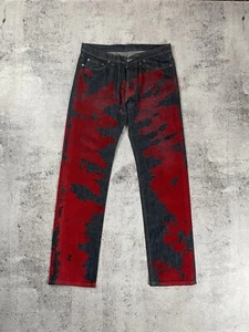 Vintage Avantgarde rot bemalt Denim Jeans Mode Größe 32 Made in England - Bild 1 von 18