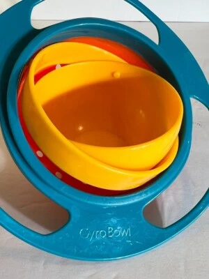婴儿和幼儿防溢食物碗 - TEAL/ORANGE Gyro 小吃碗 — 第 1/4 张图片