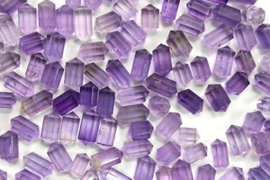5 Stück Natürlicher Amethyst Edelstein Facettiert Doppelspitze Bleistift Form Perlen 5x10 mm - Bild 1 von 4
