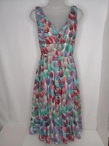 Adriana Papell Kleid Damen Größe 4 Grün Mehrfarbig Blumenmuster V-Ausschnitt Ärmellos - Bild 1 von 9