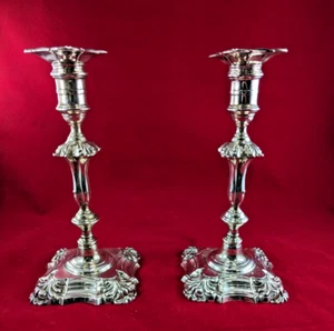 Par de 2 candelabros vintage de plata esterlina Hawksworth, Eyre & Co Ltd. - Imagen 1 de 7