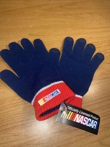 NASCAR Gloves Winter Knit Stretch Fits Women And Children Blue Licensed W/ Tags - Picture 1 of 10
