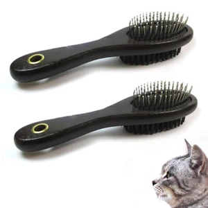 2 DoubleSided Pet Brushes Dog and Cat Hair Grooming Coat Comb Fur Cleaner wit - Picture 1 of 1