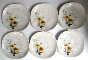 VINTAGE J & G MEAKIN "SUMMERTIME" SOL 391413 DESIGN SIX SMALL 13 CM SAUCERS - Picture 1 of 5
