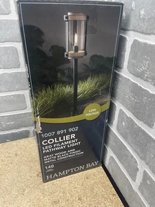 Hampton Bay Collier Low-Voltage Gray Outdoor LED Pathway Light Seeded Glass - Picture 1 of 2