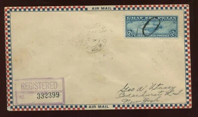 C15 Graf Zeppelin Used Stamp on Nice Registered FIRST DAY COVER (C15-FDC1) - Image 1 of 2