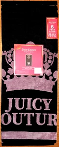 JUICY COUTURE OVERSIZED 40"x72" COTTON BEACH TOWEL BLACK / LT.PINK NEW AUTHENTIC - Picture 1 of 3