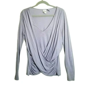 Anthropologie Akemi + Kin Top Faux Wrap Crossover Purple Long Sleeve Blouse S - Picture 1 of 12