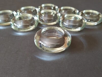 Set of 9 Chunky Heavy Clear Crystal Glass Votive Pier 1 Tea Light Candle Holder - Image 1 of 4