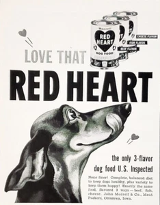 PRINT AD Red Heart 3 Flavor Canned Dog Food 1952 5x6 Dachshund Wiener Dog - Picture 1 of 1