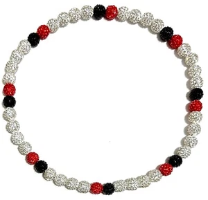 Iced Crystal Bling Ball Bead Baseball Necklace White Red Black 16" 18" 20" 22" - Picture 1 of 3