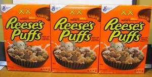 3 KAWS REESE'S PUFFS LIMITED EDITION CEREAL REG. SZ. SEALED SOLD OUT - Picture 1 of 9